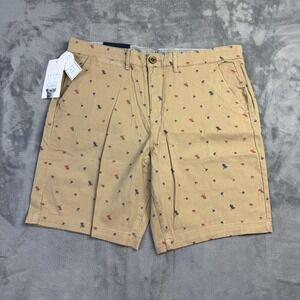 Jachs Bleecker Shorts Mens 31 Khaki Tan Palm Tree Stretch Twill Classic New
